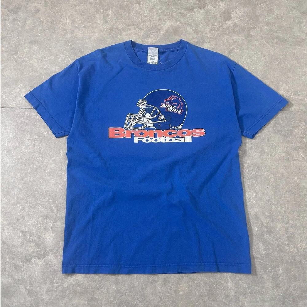 2000s Vintage Boise State Football Blue T Shirt Size L
